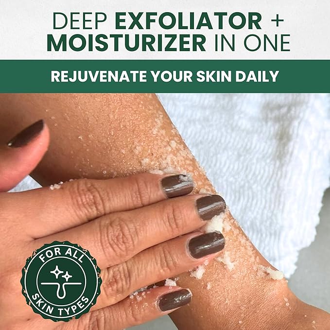 Kesmedik Pure Tea Tree Oil Body & Foot Scrub, Himalayan Salt Exfoliating Scrub with Stem Cells & Shea Butter, Antifungal Defense, Acne Support, Itchy Skin Relief, Removes Dead Skin & Rough Patches