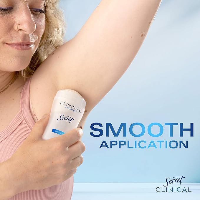Secret Clinical Strength Antiperspirant Deodorant for Women, 3X Stress Protection, 72hr Sweat & Odor Protection, PH Balancing Minerals, Clear Gel, Completely Clean Scent, 2.6 oz