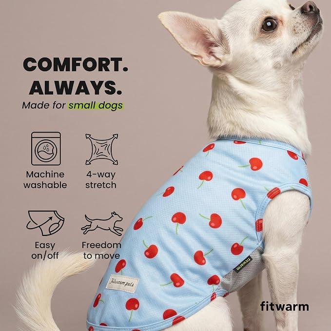 Fitwarm 2 Pack Ice Cream & Cherry UPF 50+ UV Sun Protection Dog Shirt, Lightweight Cooling Vest, Quick Dry Summer Clothes for Small Dogs Girl, Pet Outfit, Pink, Light Sky Blue, Large