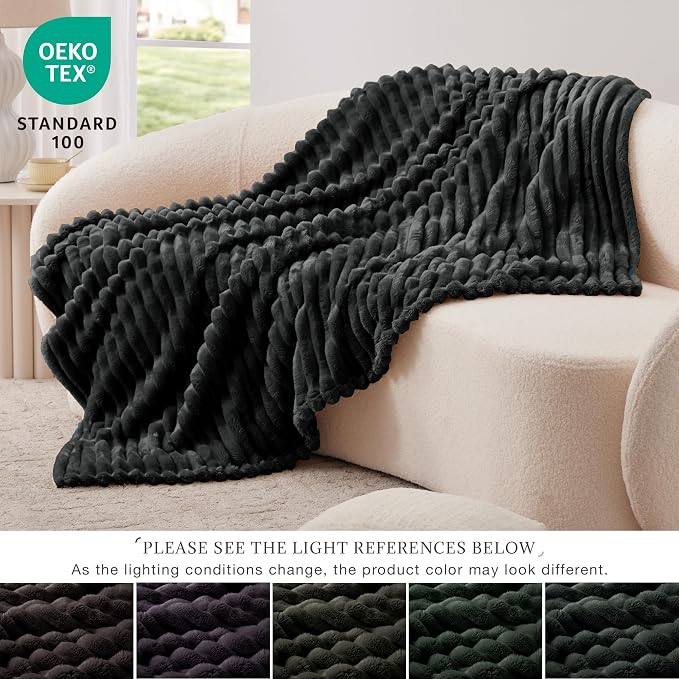 EXQ Home Gentle Soft Fleece Black Blanket Full Size– Cozy Lightweight Blanket for Couch Bed – All-Season Warm Fuzzy Flannel Blanket for Women Mom Her – Gifts for Birthday(84"x90",Black)