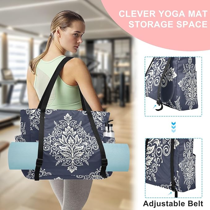 MCHIVER Yoga Bag for Women Men Large Yoga Mat Bag with Adjustable Strap Workout Bags Totes for Pilates Yoga Travel