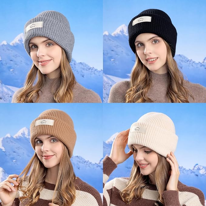 ZOORON Beanie for Women Men Ski Watch Cap Cuffed Plain Skull Knit Hat Soft Fisherman Winter Hat