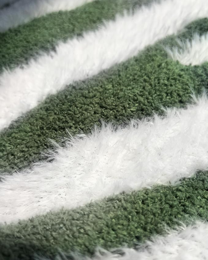 Knit Throw Blanket for Couch, Soft Cozy Fluffy Knitted Blanket for Sofa, Bed, Gift for Women Girls Home Decor (Zebra-Green, Twin 60"x80")