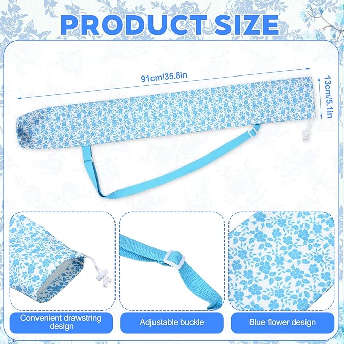 Shinylin 35 Inch Mahjong Mat Carrying Bag with Strap, Printed Drawstring Mahjong Holder Bag Outdoor Travel Canvas Storage for Board Games, Yoga Mats, Tripod