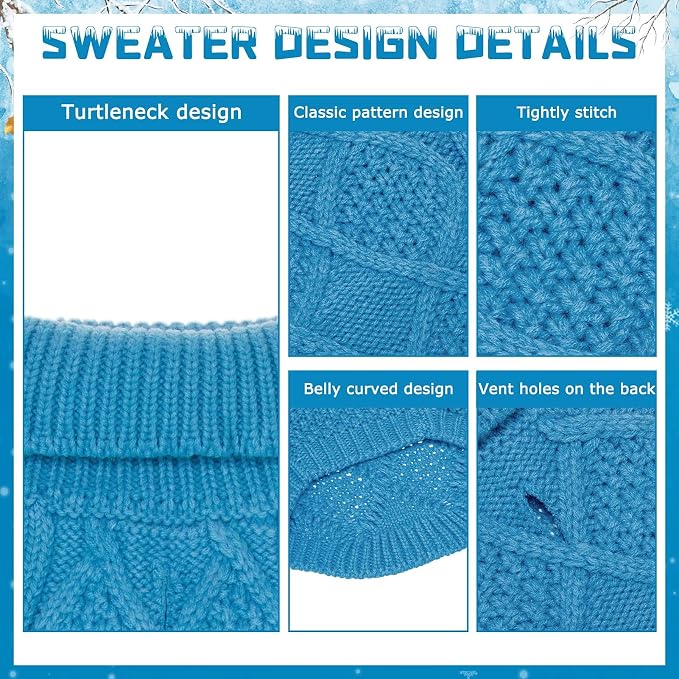 Mihachi Turtleneck Dog Sweater - Winter Coat Apparel Classic Cable Knit Clothes with Leash Hole for Cold Weather, Ideal Gift for Pet in New Year