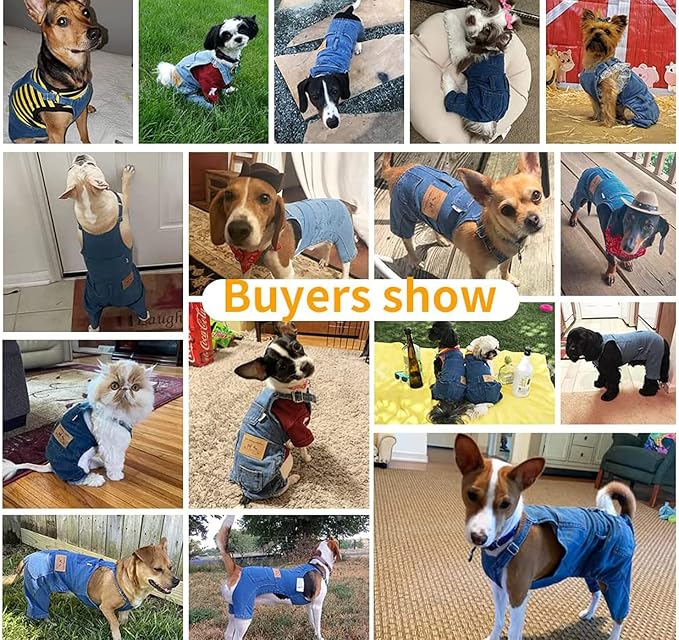 Dog Overalls for Medium Dogs Outfit French Bulldog Clothes Denim Dog Jeans | Dog Costumes Puppy Overalls Shirt Comfortable Blue Pants Pug Clothing Small Medium Cats Boy Girl Halloween Dachshund Frenchie