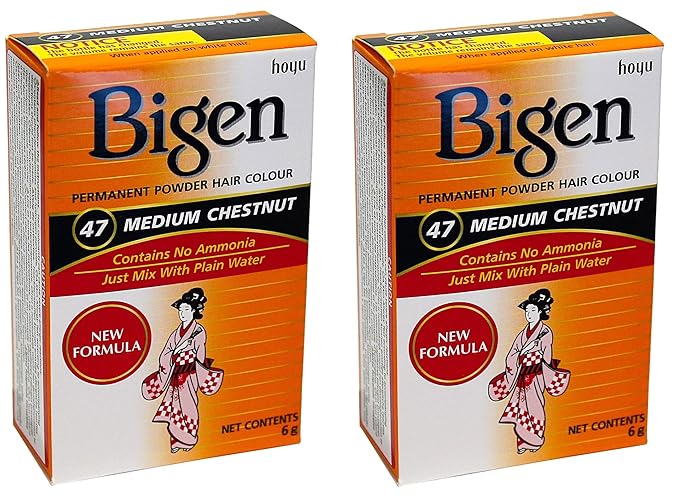Bigen Powder Hair Color #47 Medium Chestnut 0.21oz (2 Pack)