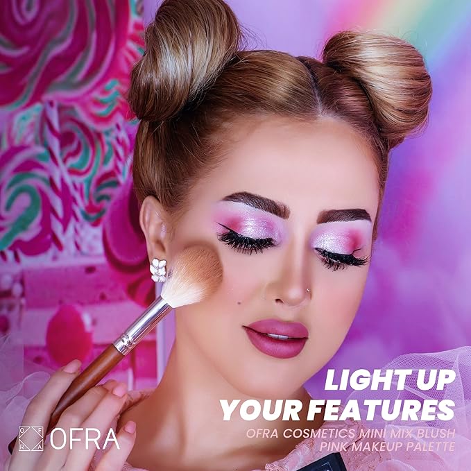 OFRA Mini Mix Face Palette Blushful - Blush Palette for Cheeks - 6 Pigmented Pressed Powder Shades - Travel-Friendly and Cruelty-Free Face Makeup Palette - Refillable Pans