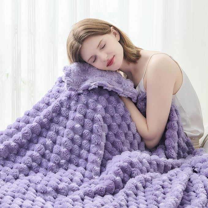 NEWCOSPLAY Fleece Clouds Cozy Twin Blanket for Couch, Lavender, 60"x80" | Premium Silky Flannel Blanket, Soft Lightweight Fluffy Throw Blanket for Bed Sofa Decor, Gift for All Season Use