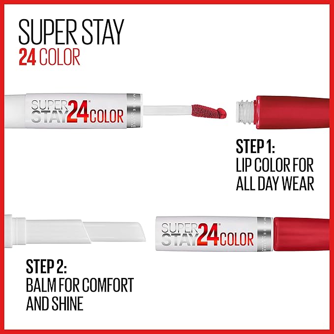 MAYBELLINE Super Stay 24, 2-Step Liquid Lipstick Makeup, Long Lasting Highly Pigmented Color with Moisturizing Balm, Continuous Coral, Coral Pink, 1 Count (Pack of 2)