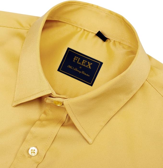 J.VER Men's Dress Shirts Solid Long Sleeve Stretch Wrinkle-Free Formal Shirt Business Casual Button Down Shirts
