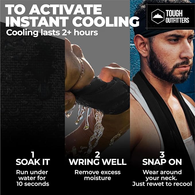 Tough Outdoors Cooling Towel - Cooling Towels for Neck & Face - Ice Wrap & Sweat Rag for Camping Gym Yoga & Sports - Workout Towel for Gym Sweat - Cool Towels for Extreme Heat