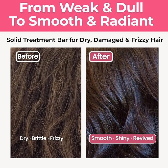 Strengthening & Bond Repair Hair Treatment Bar for Damaged, Dry & Thinning Hair – Deep Conditioning Solid Bar for All Hair Types – K-Beauty Vegan, Sulfate-Free, Plastic-Free – 3.52 oz / 100 g