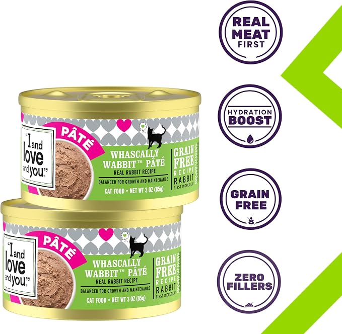 I AND LOVE AND YOU "I and love and you" Naked Essentials Canned Wet Cat Food - Grain Free, Rabbit Recipe, 3-Ounce, Pack of 24 Cans