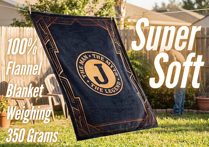 Gifts for Men, Initial Mens Blanket, Birthday Gift for Him, 60"x 80", Y | Soft 350 GSM flannel throw with initial legend design for dads, husbands and grandpas, ideal for birthdays or Christmas
