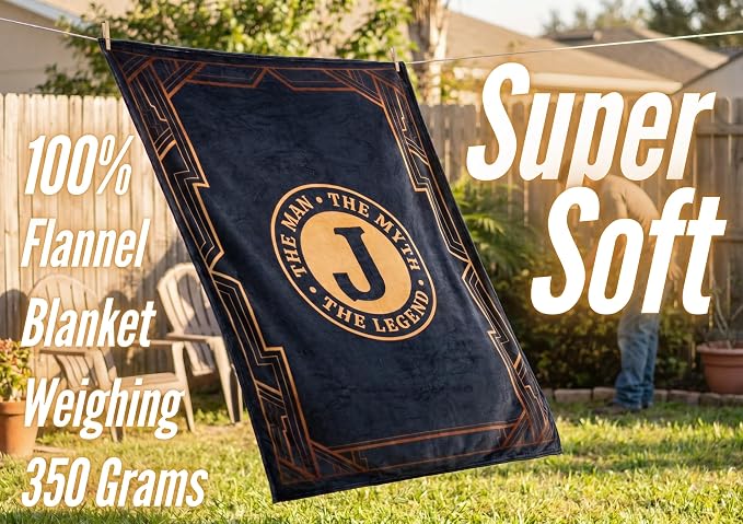 InnoBeta Gifts for Men, Initial Mens Gifts for Him, Birthday Gift Ideas, Mens Blanket, 300gsm Flannel Throw Blanket Gift for Dad, Grandpa, Husband, 50"x 65", S | Soft 350 GSM flannel throw with initial legend design for dads, husbands and grandpas, ide...