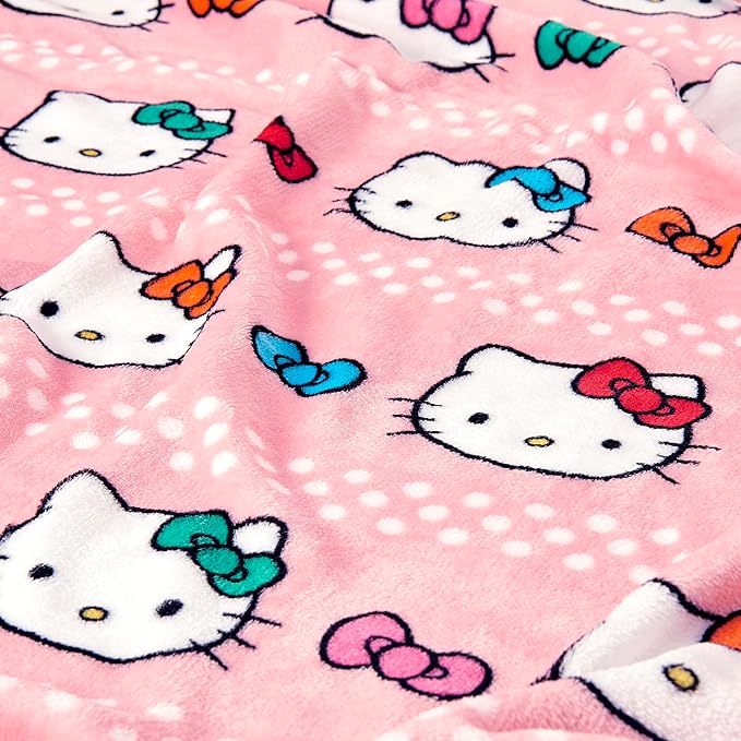 Northwest Hello Kitty Bowtastic Hugger Pillow & Silk Touch Throw Blanket Set, Stuffed Animal, 50x60 inches and 11 inch Plushie