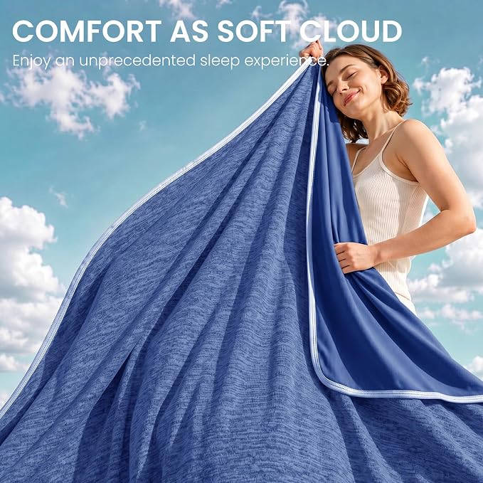 Cooling Blanket Queen Size 90"x90" for Hot Sleepers Summer Blanket | Absorbs Heat Cold Summer Blanket for Night Sweats & Menopause Q-Max>0.5 Lightweight Breathable Soft Double-Side Cooling
