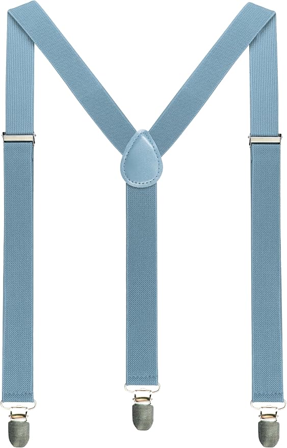 JEMYGINS Solid Color Mens Suspender with 3 Strong Clips Adjustable Braces