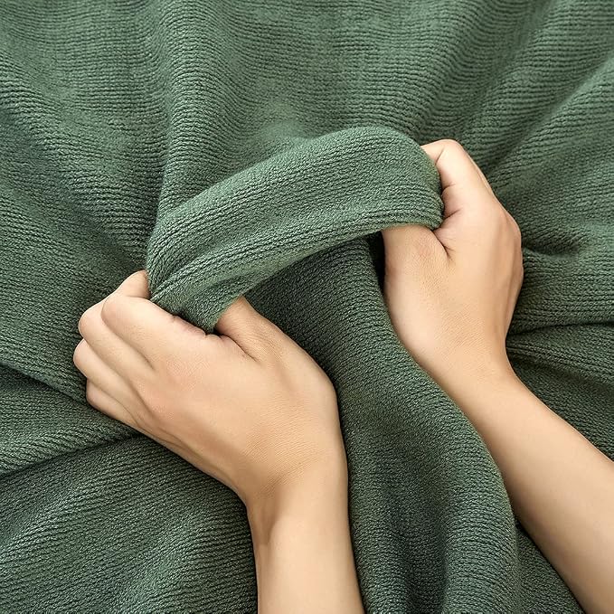 Homiest Dark Green Knitted Throw Blanket with Fringe, 50x60 Inch | Pure Acrylic, Lightweight & Breathable, All-Season Use, Machine Washable, Wrinkle & Fade Resistant, for Couch Sofa And Bed