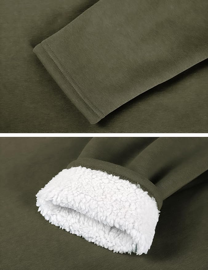 Yeokou Women Warm Sherpa Lined Fleece Crewneck Sport Sweatshirt Pullover Loungewear