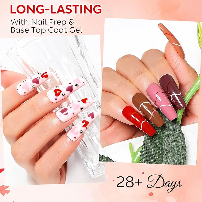 AIMEILI Gel Nail Polish Set Hema Free 12 Colors Nude Baby Pink Purple Soak Off U V LED Nail Art Manicure Salon DIY at Home for Women - Kit 42