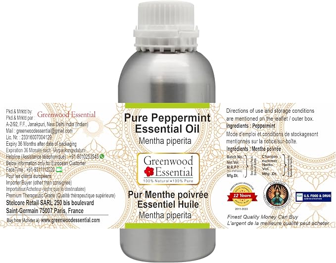 Greenwood Essential Pure Peppermint Essential Oil (Mentha piperita) Steam Distilled 630ml (21.3 oz)
