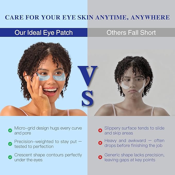 Deep Blue Firming Under Eye Patches for Women - Dark Circle Reduction & Radiance boosting & Skin Resilience Support. Visibly Fades to Clear in 40 Mins, Fully Absorbed in 3Hrs. Blue, 12 Pairs.