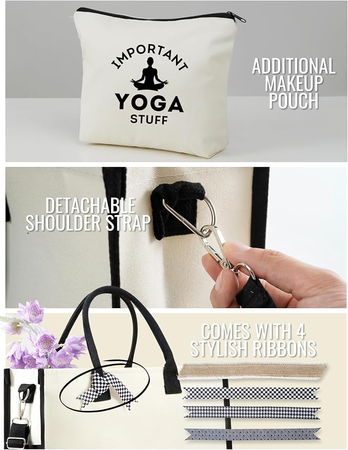 InnoBeta Yoga Gifts for Women, Yoga Instructor Gifts Tote Bag for Yoga Teacher with Top Zipper Closure and Shoulder Strap