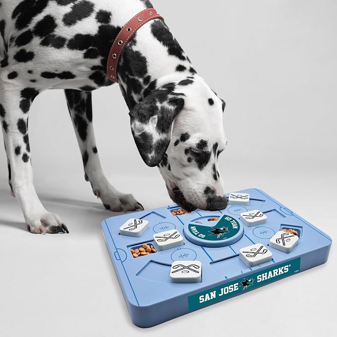 Pets First NHL SAN Jose Sharks Large Puzzle Toy, New Size, Interactive Dog Treat & Slow Feeding Toy