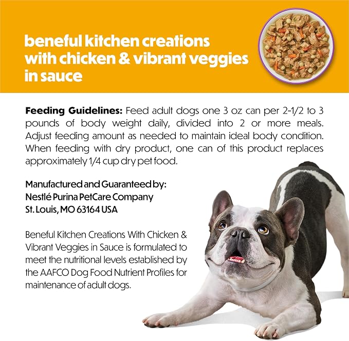 Purina Beneful Kitchen Creations With Chicken and Vibrant Veggies in Sauce Wet Dog Food - (Pack of 12) 3 oz. Cans