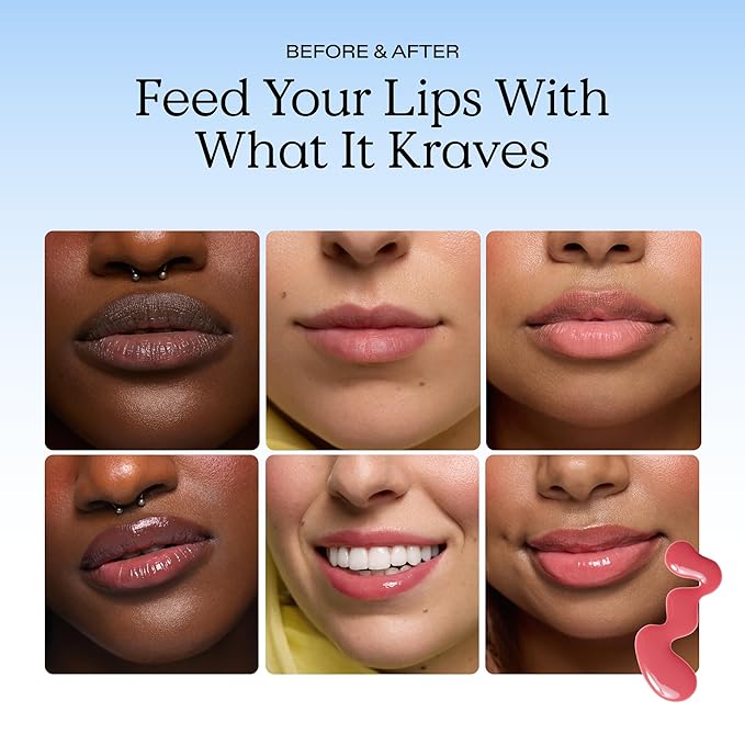 KraveBeauty Plumptuous Lip Jelly 0.24 fl oz, Antioxidant-rich Lip Oil with a Sheer & Buildable Tint, Non Sticky Formula For Fuller Looking Lips, Vegan & Cruelty Free, Guava Blush
