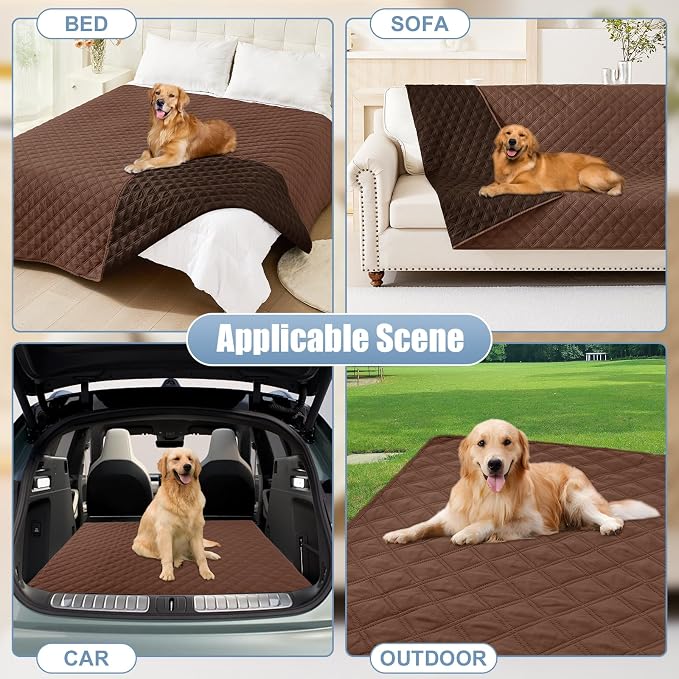 Smiry Waterproof Reversible Pet Couch Covers for Dogs | Pet Friendly, Soft Fabric, Washable Sofa Furniture Protector for Dogs Cat Kids, Checkered (30"x80", Brown/Chocolate)