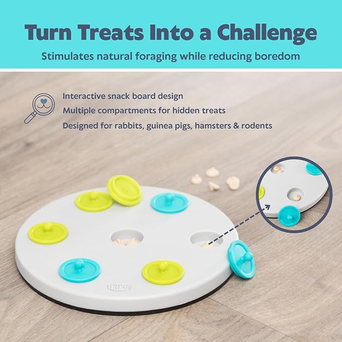Trixie Rabbit Snack Board, Interactive Toy, Small Animal Puzzle, Mental Stimulation, Rabbit, Ferret, Bunny, Chinchilla