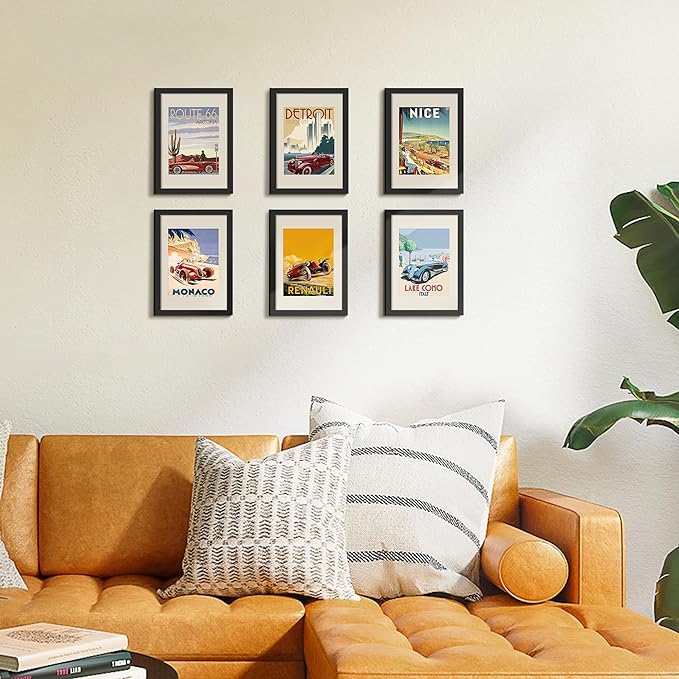 upsimples A4 Picture Frame, Gallery Wall Frames Set of 5, Black | Photo Frame Collage Wall Decor, 6x8 Picture Frame with Mat for Family, Baby, Hallway, Christmas