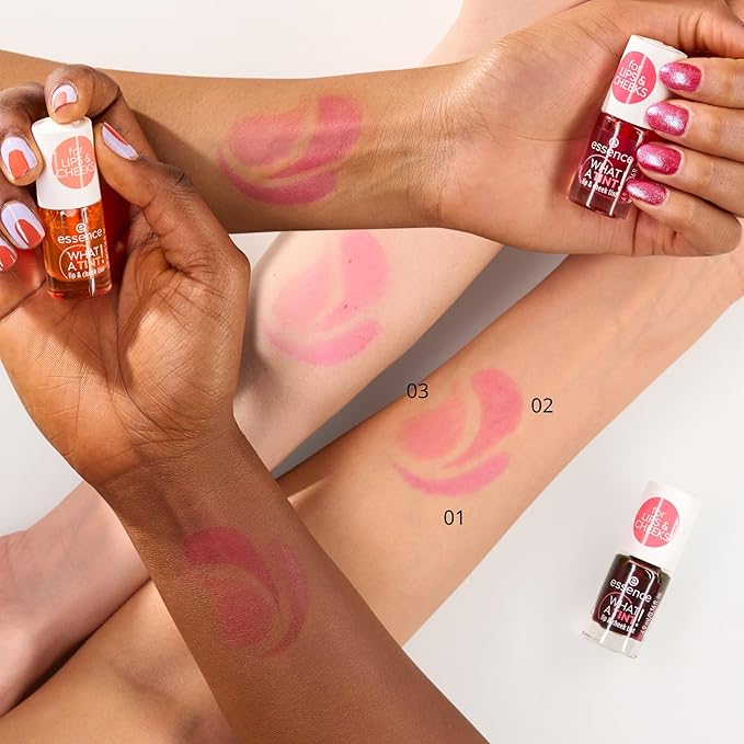 essence | What a Tint! Lip & Cheek Tint | Long-Lasting Liquid Blush & Lip Stain | Non-Sticky & Kiss-Proof | Vegan & Cruelty Free (03 |Peachy Vibes)