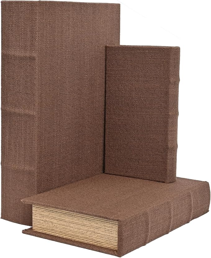 DECOR4SEASON Decorative Linen Book Box Small Faux Book Storage Box, 13" | Living Room Decor, Bedroom Decor, Office Decor, Bookshelf Display, Coffee Table, Farmhouse, Rustic, Vintage Style
