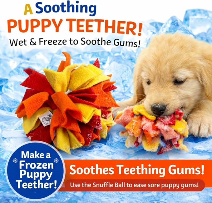 Chelsy's Toys Interactive Snuffle Ball for Dogs, Mental Stimulation Toy, Slow-Play Treat Dispenser, Brain Exercise for Puppies & Seniors, Teething Relief, Blue, Orange, Purple (Orange)