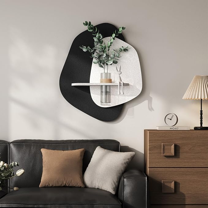 3D Textured Black and White Abstract Wall Art for Living Room, 20x24 Inch | With vase, Textured, Modern, Minimalist, Artwork for walls, Dining room, Hallway, Bedroom, Sandstone wall decor