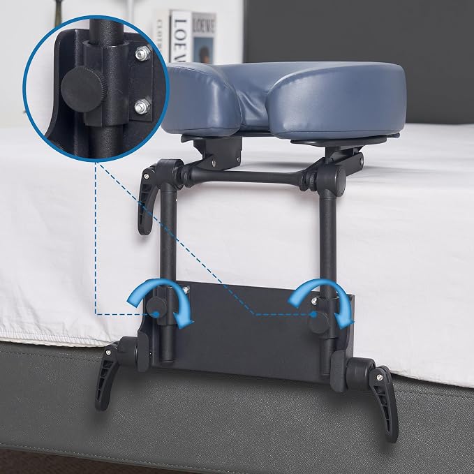 Master Massage Adjustable Headrest Massage Kit for Home - Includes Face Pillow Cradle and Cushion Support Bracket for Sleeping Mattress Top Royal Blue