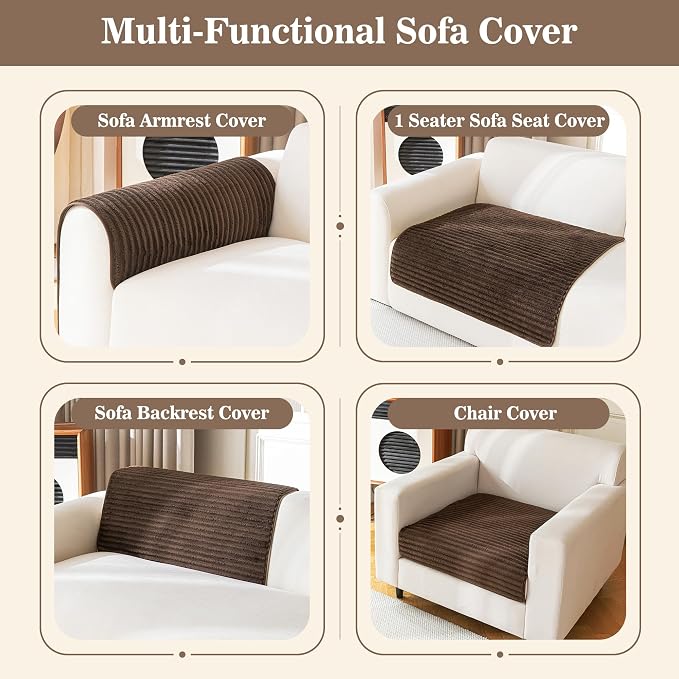 MYSKY HOME 100% Waterproof Couch Cover, Chair Cover for Dogs Washable, Non Slip Couch Headrest Covers Pet Friendly, Sofa Covers Furniture Protector, Dog Bed Cover, Chocolate, 35"x35"