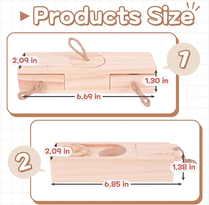 SoulThink® Advanced Interactive Wooden Pet Rabbit Toys - Sniff n' Snack Bunny Chew Toys for Rabbit Treats, Suited for Chinchilla Foraging, Guinea Pigs Boredom, and Hamster Enrichment (2 Set)