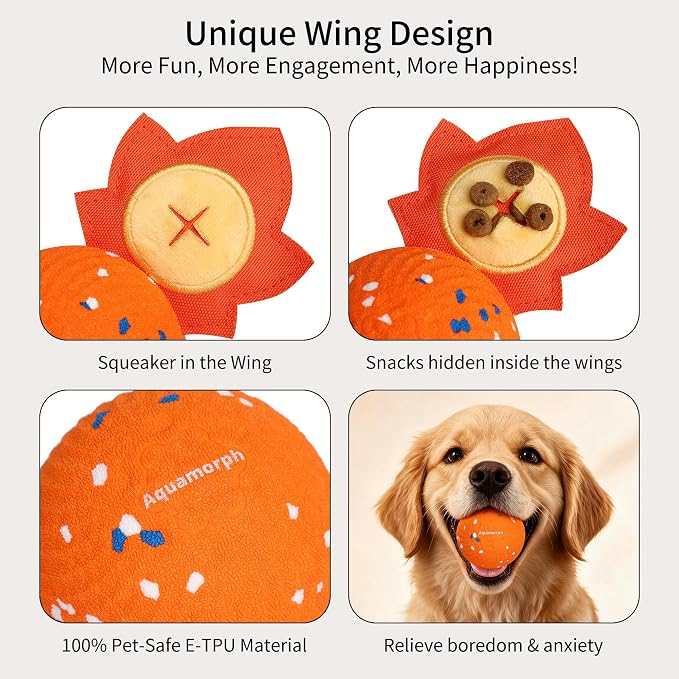 Interactive Dog Toys with Replacement Shell, Orange