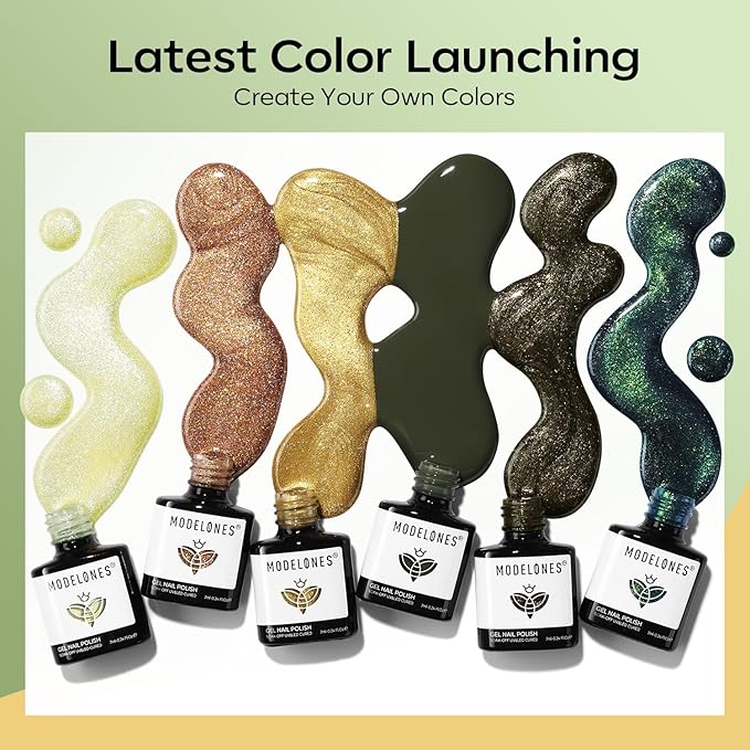 Modelones Gel Nail Polish Set, 6 Colors 2026 St Patricks Spring Green Gold Yellow Sparkle Reflective Glitter Gel Polish Dark Green 9D Cat Eye Nail polish with Magnet Soak Off LED Nail Art Kit DIY Gift