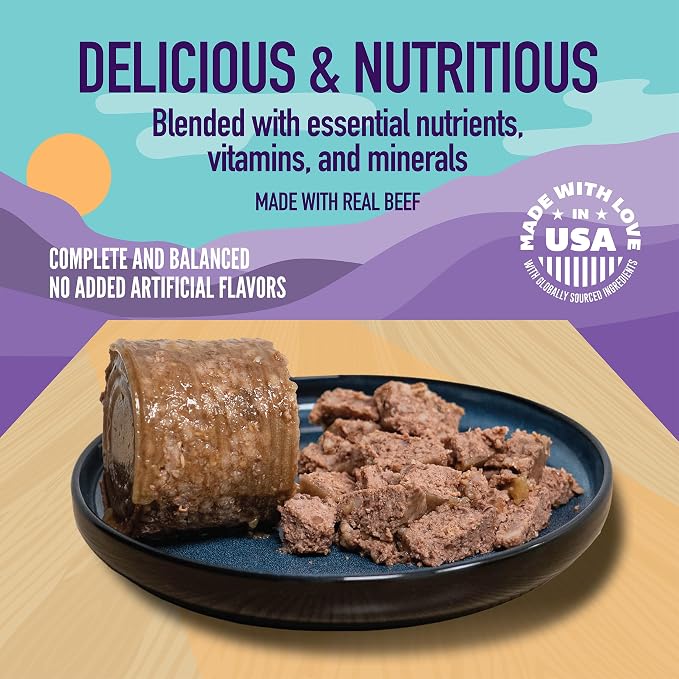 A Strong Heart Chopped Dog Food, Real Beef Dinner, 13.2oz Cans, 12pk | Chopped texture, real beef & chicken, complete & balanced all life stages, Made in USA