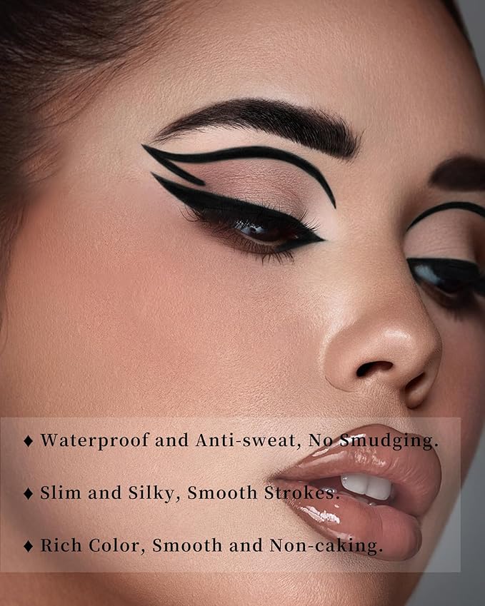 Gel Eyeliner Set for Mature Women Black Brown, Waterproof Smudge-proof Gel Eyeliner Pencil Long Lasting 24H Retractable Eye Makeup Liner Matte Cream Pen with Sharpener for Older Women Sensitive Eye