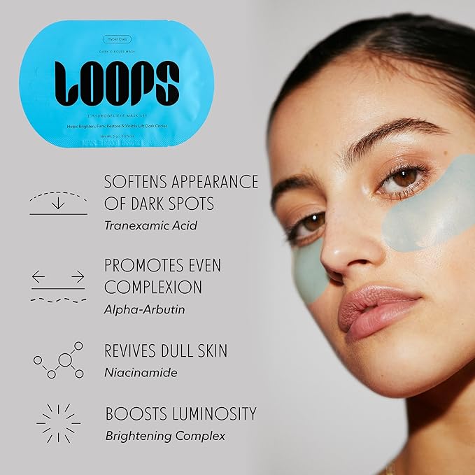 LOOPS Hyper Smooth Eye Hydrogel Eye Mask - 5 Pc, Hydrate, Nourish and Help Reduce Dark Circles for Refreshed Eyes - Reduces Signs of Puffiness and Fortify Your Eyes
