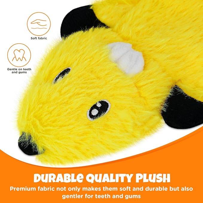 No Stuffing Dog Squeaky Chew Toys Flat Plush for Small Medium Large Breed