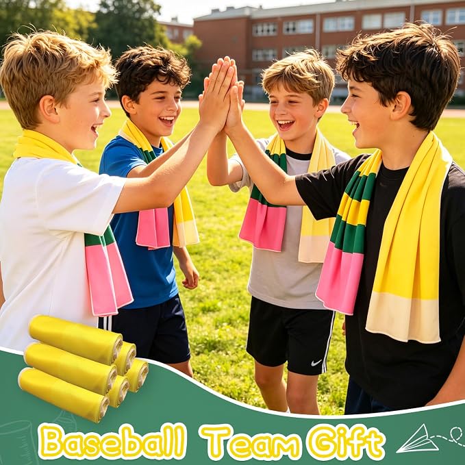 12PCS Pencil Chill Towel,Baseball Chill Towel Soft and Breathable Cooling Towel Neck Cooling Towel,Suitable for Outdoor Sports Gym Outdoor Camping Baseball Team Gift Party Gifts