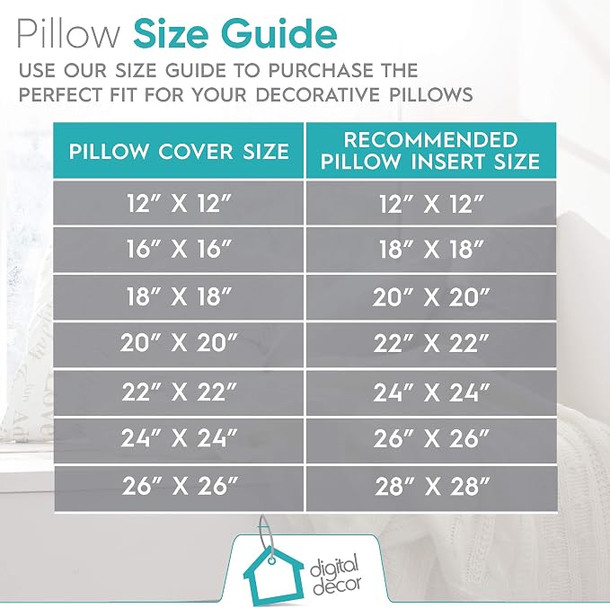 Digital Decor Decorative Throw Pillow Inserts 20x20 Set of 2, Soft Hypoallergenic Down Alternative Cushion Forms for Couch, Sofa & Bedroom Décor, Made in USA Square Pillow Inserts, White